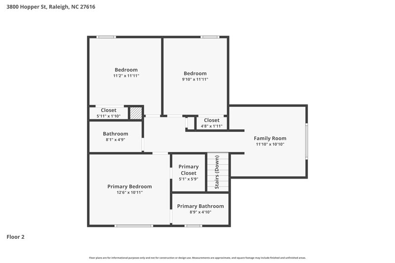 2,015/Mo, 3800 Hopper St Raleigh, NC 27616 Floor Plan View 2