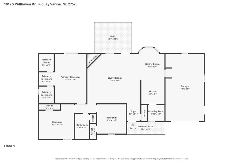 1,815/Mo, 1012 S Willhaven Dr Fuquay Varina, NC 27526 Floor Plan View