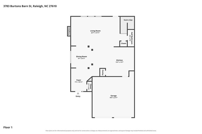 1,995/Mo, 3783 Burtons Barn St Raleigh, NC 27610 Floor Plan View