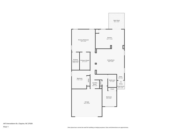 1,625/Mo, 447 Averasboro Dr Clayton, NC 27520 Floor Plan View