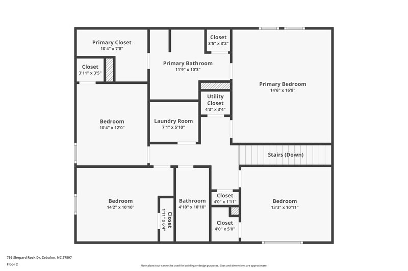 1,880/Mo, 756 Shepards Rock Dr Zebulon, NC 27597 Floor Plan View 2
