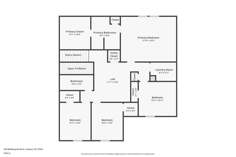 1,905/Mo, 292 Babbling Brook Dr Clayton, NC 27520 Floor Plan View 2