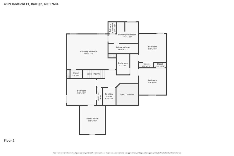 2,400/Mo, 4809 Hodfield Ct Raleigh, NC 27604 Floor Plan View 2