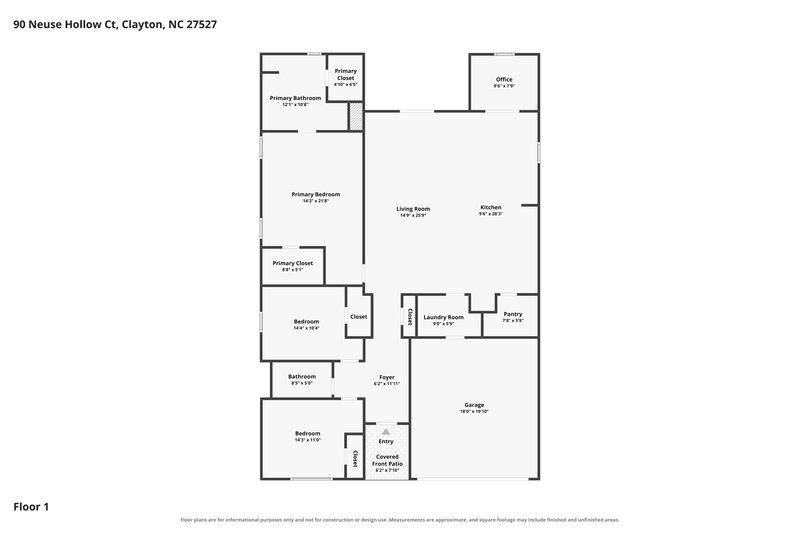 2,130/Mo, 90 Neuse Hollow Ct Clayton, NC 27527 Floor Plan View