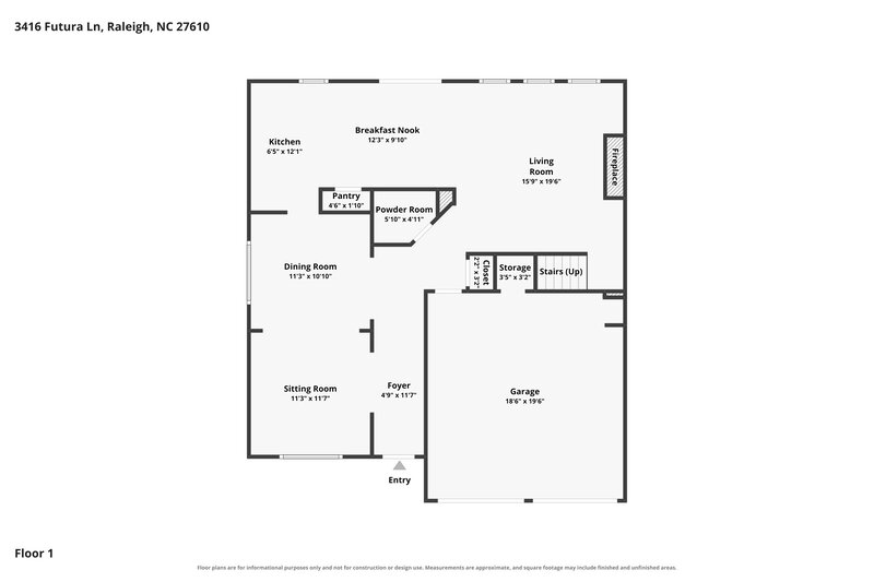 2,170/Mo, 3416 Futura Ln Raleigh, NC 27610 Floorplan View