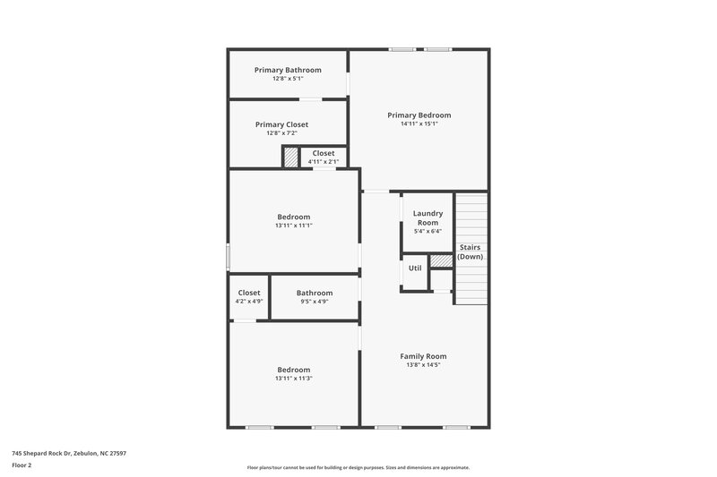 1,810/Mo, 745 Shepard Rock Dr Zebulon, NC 27597 Floor Plan View 2