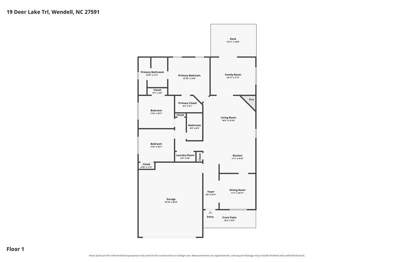 1,850/Mo, 19 Deer Lake Trl Wendell, NC 27597 Floor Plan View