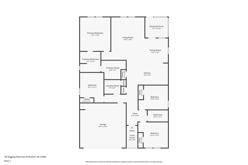 1,855/Mo, 126 Digging Time Ave Princeton, NC 27569 Floor Plan View