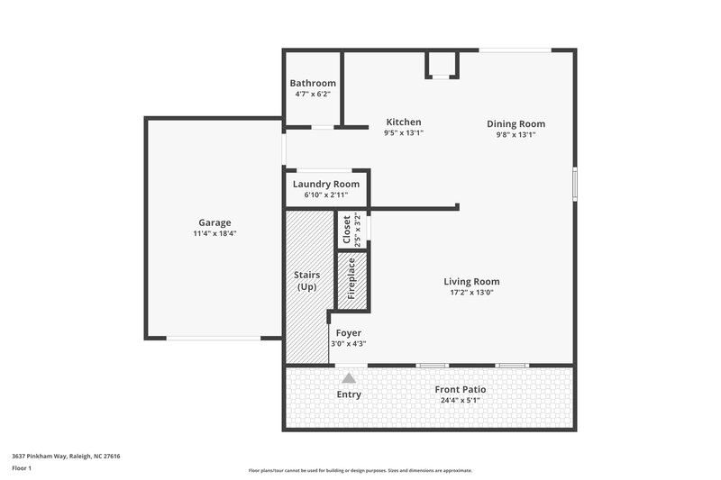 1,705/Mo, 3637 Pinkham Way Raleigh, NC 27616 Floor Plan View