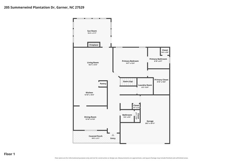 2,300/Mo, 205 Summerwind Plantation Dr Garner, NC 27529 Floorplan View