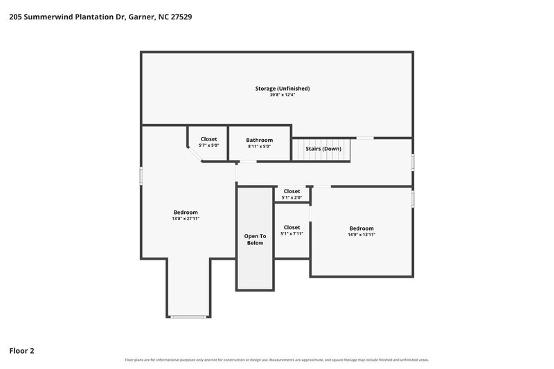 2,300/Mo, 205 Summerwind Plantation Dr Garner, NC 27529 Floorplan View 2