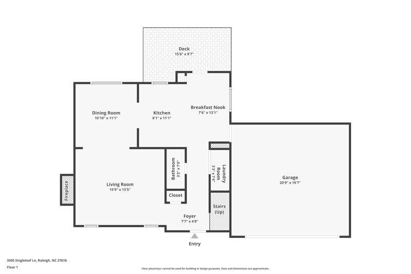 1,990/Mo, 3505 Singleleaf Ln Raleigh, NC 27616 Floor Plan View