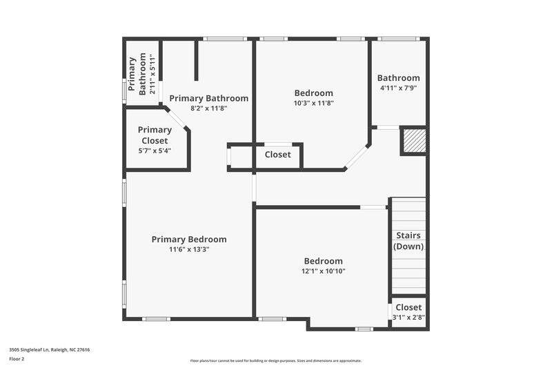 1,990/Mo, 3505 Singleleaf Ln Raleigh, NC 27616 Floor Plan View 2