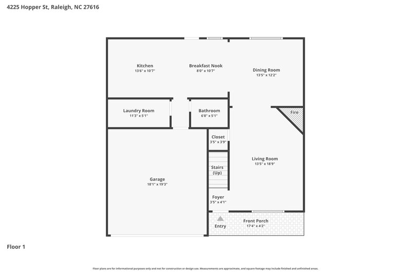 2,080/Mo, 4225 Hopper St Raleigh, NC 27616 Floor Plan View