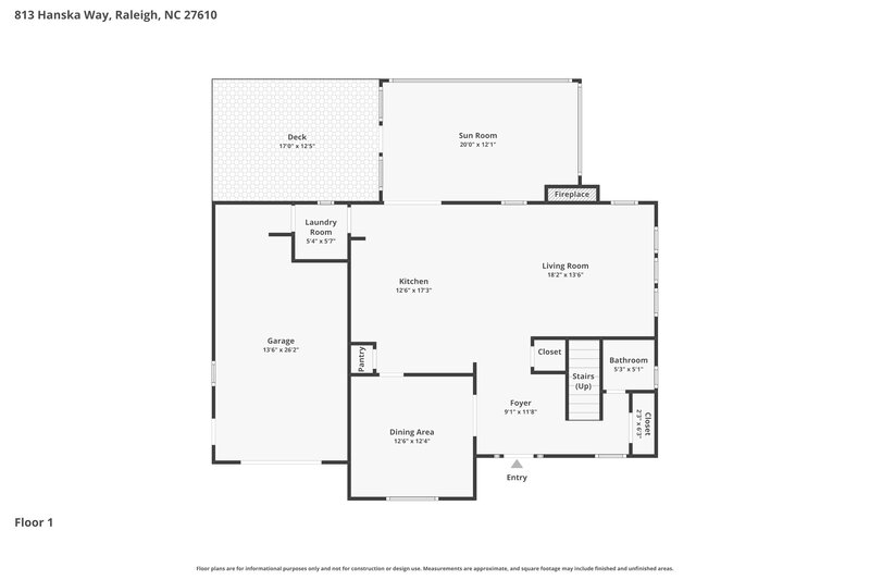 2,015/Mo, 813 Hanska Way Raleigh, NC 27610 Floor Plan View