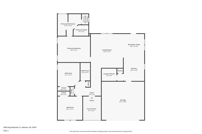 1,780/Mo, 2202 King Malcolm Ln Zebulon, NC 27597 Floor Plan View