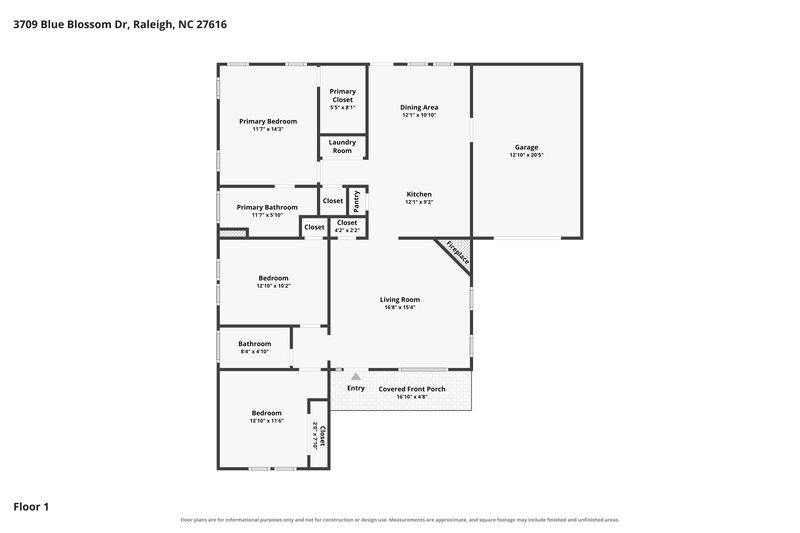 1,980/Mo, 3709 Blue Blossom Dr Raleigh, NC 27616 Floor Plan View