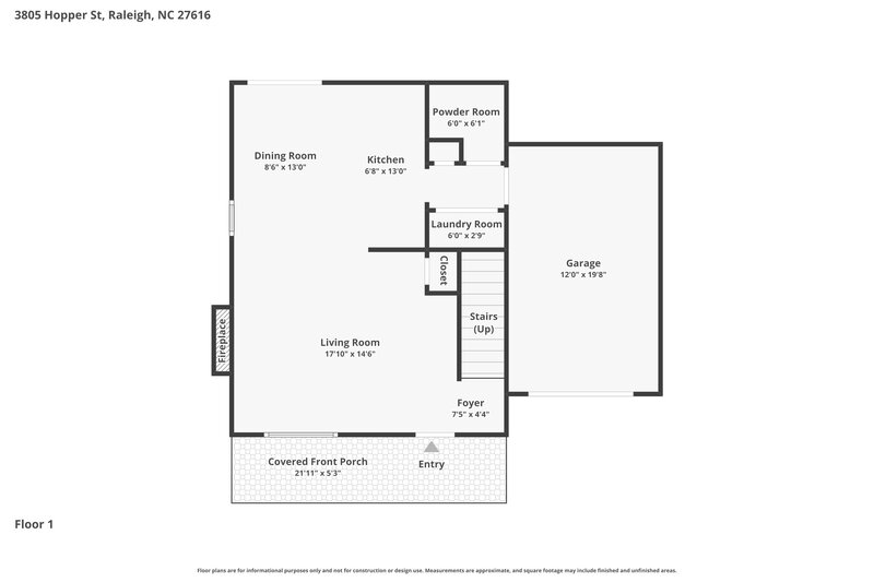 1,985/Mo, 3805 Hopper St Raleigh, NC 27616 Floor Plan View