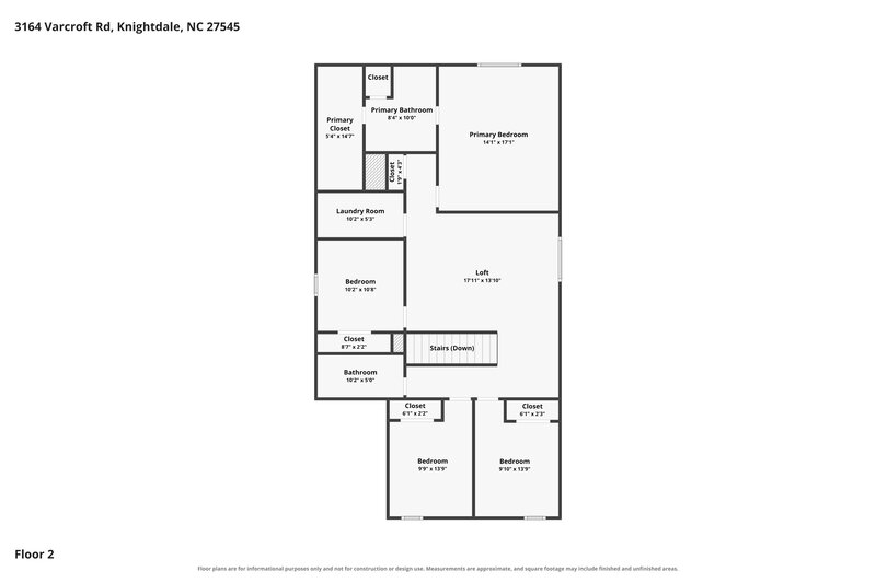 2,140/Mo, 3164 Varcroft Rd Knightdale, NC 27545 Floor Plan View 2