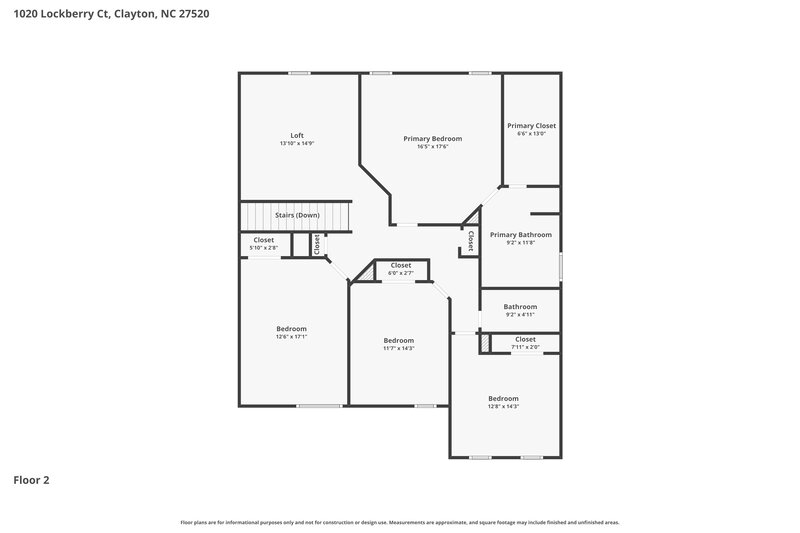 2,160/Mo, 1020 Lockberry Ct Clayton, NC 27520 Floor Plan View 2