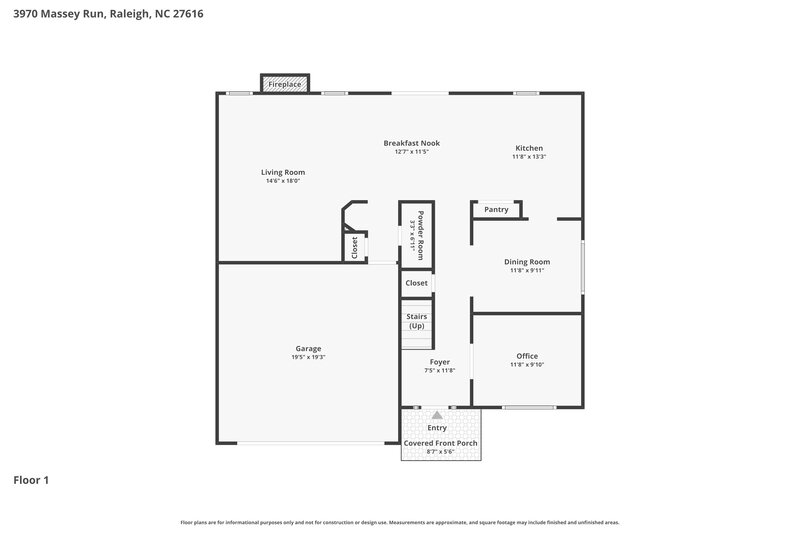 2,435/Mo, 3970 Massey Run Raleigh, NC 27616 Floor Plan View