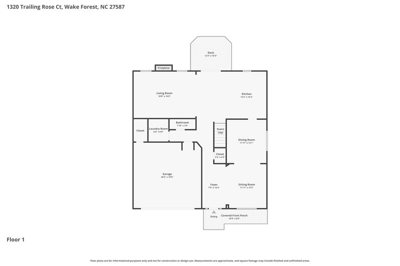 2,800/Mo, 1320 Trailing Rose Ct Wake Forest, NC 27587 Floor Plan View