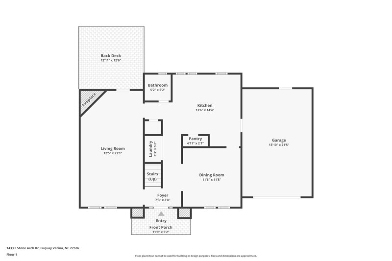 1,825/Mo, 1433 E Stone Arch Dr Fuquay Varina, NC 27526 Floor Plan View