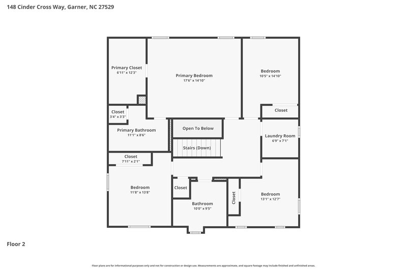 2,340/Mo, 148 Cinder Cross Way Garner, NC 27529 Floor Plan View 2