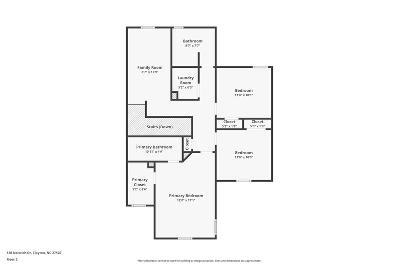 1,720/Mo, 130 Norwich Dr Clayton, NC 27520 Floor Plan View 2