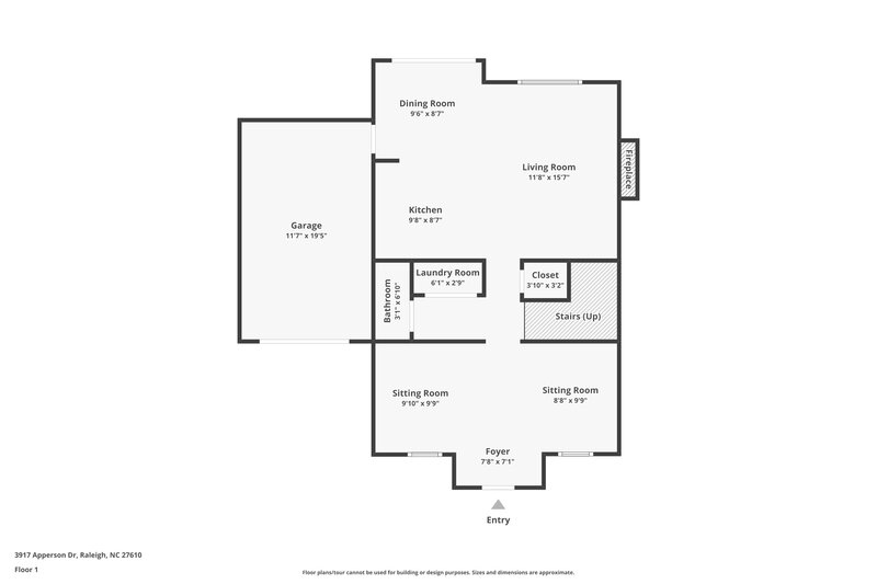 1,845/Mo, 3917 Apperson Dr Raleigh, NC 27610 Floor Plan View