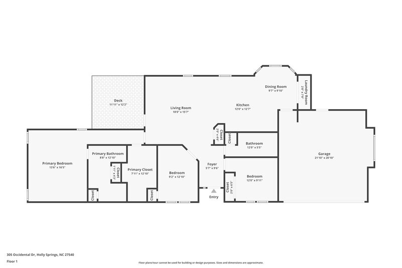 1,815/Mo, 305 Occidental Drive Holly Springs, NC 27540 Floor Plan View
