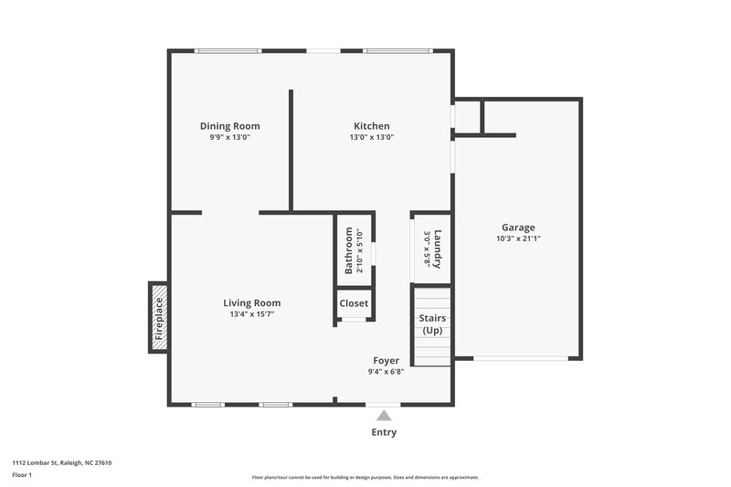 1,870/Mo, 1112 Lombar Street Raleigh, NC 27610 Floor Plan View