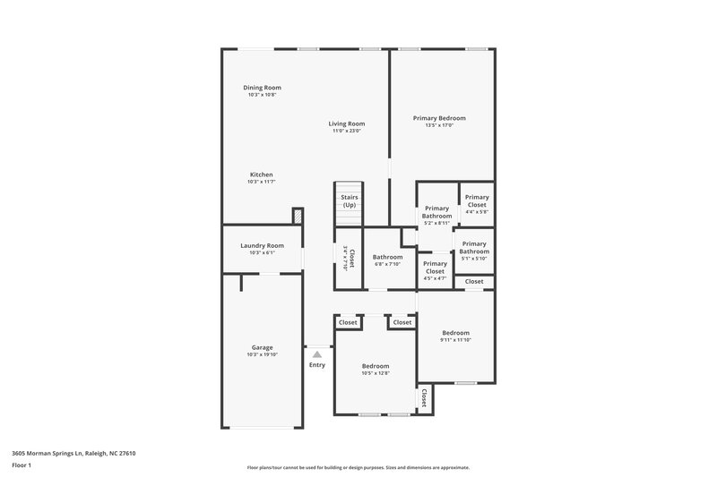 2,420/Mo, 3605 Morman Springs Lane Raleigh, NC 27610 Floor Plan View