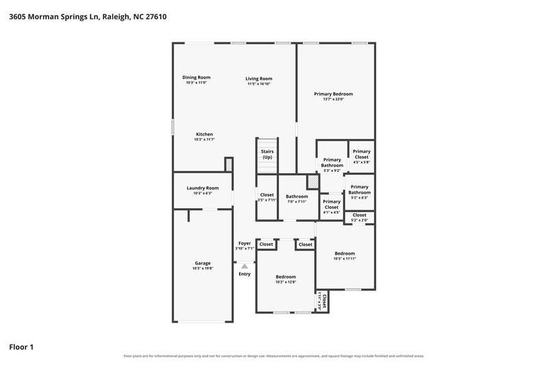 2,150/Mo, 3605 Morman Springs Lane Raleigh, NC 27610 Floor Plan View
