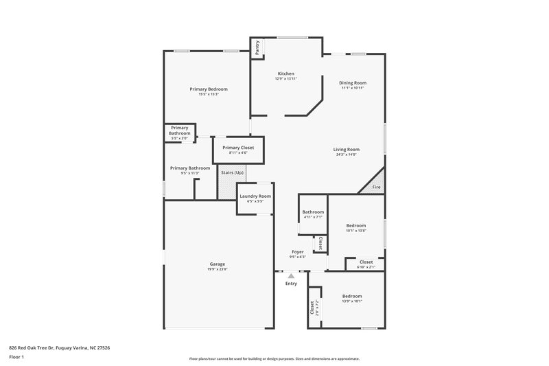 1,835/Mo, 826 Red Oak Tree Drive Fuquay Varina, NC 27526 Floor Plan View