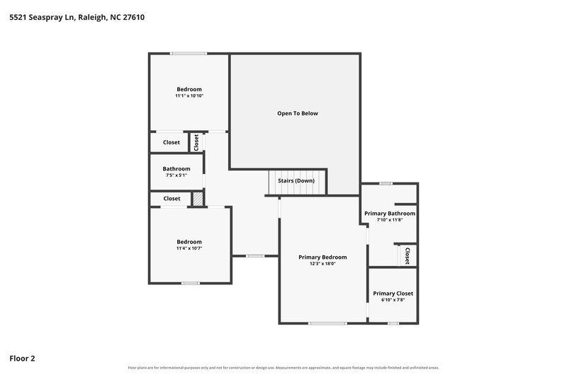 1,920/Mo, 5521 Seaspray Ln Raleigh, NC 27610 Floor Plan View 2