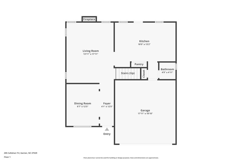 1,935/Mo, 205 Callahan Trail Garner, NC 27529 Floor Plan View