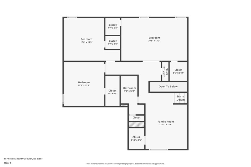 2,245/Mo, 657 Rose Mallow Drive Zebulon, NC 27597 Floor Plan View 2