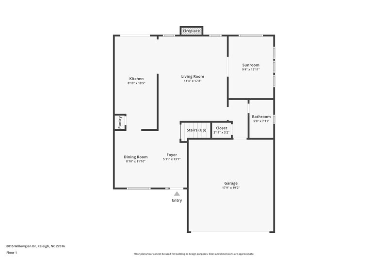 2,255/Mo, 8015 Willowglen Drive Raleigh, NC 27616 Floor Plan View