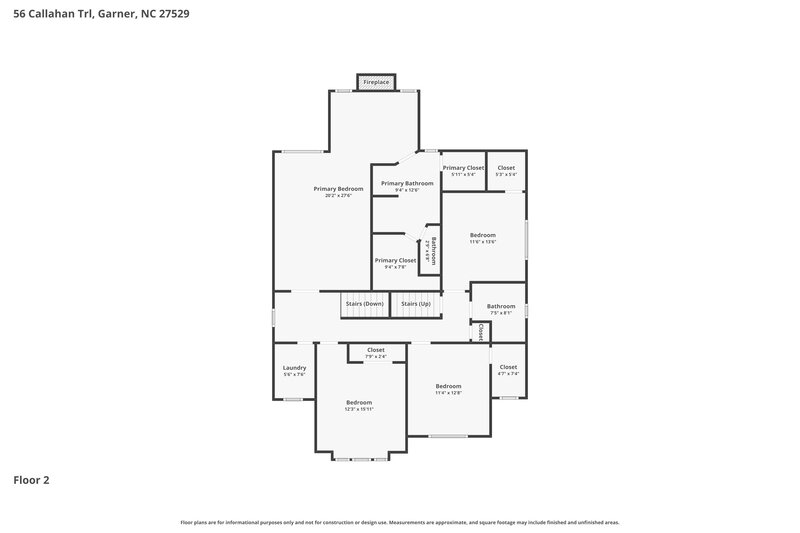 2,795/Mo, 56 Callahan Trail Garner, NC 27529 Floor Plan View 2