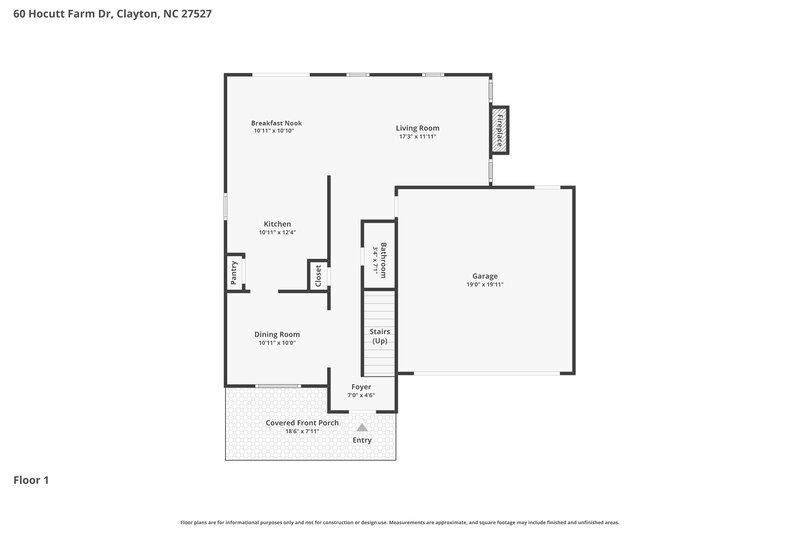 2,115/Mo, 60 Hocutt Farm Drive Clayton, NC 27527 Floor Plan View