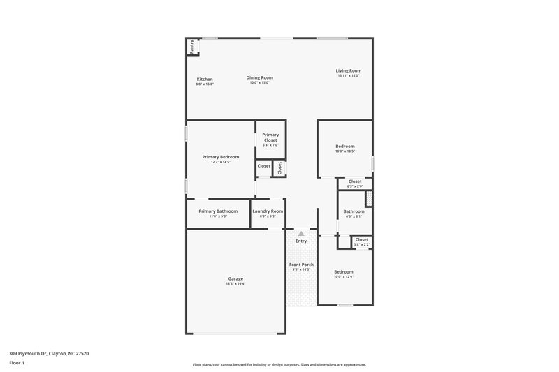 1,880/Mo, 309 Plymouth Dr Clayton, NC 27520 Floor Plan View