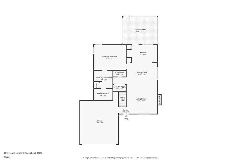 1,925/Mo, 3516 Hamilton Mill Drive Raleigh, NC 27616 Floor Plan View