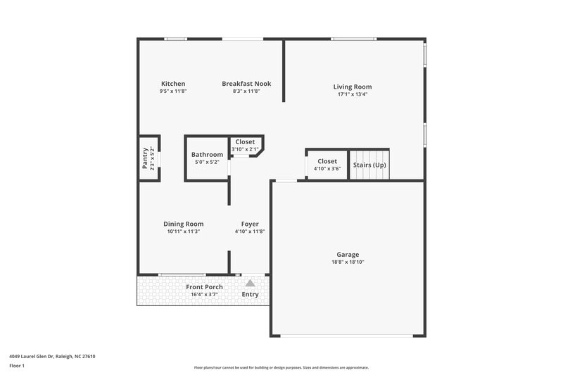 1,970/Mo, 4049 Laurel Glen Drive Raleigh, NC 27610 Floor Plan View