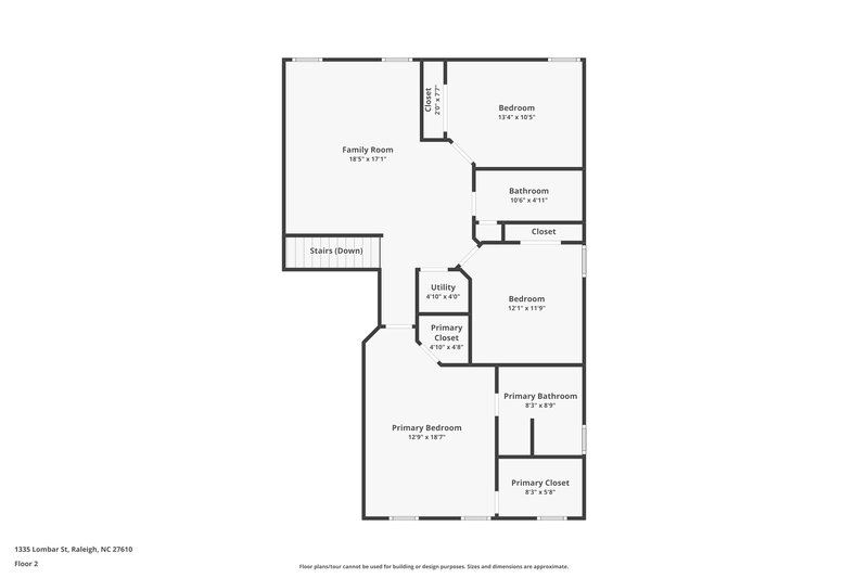 1,865/Mo, 1335 Lombar St Raleigh, NC 27610 Floor Plan View 2
