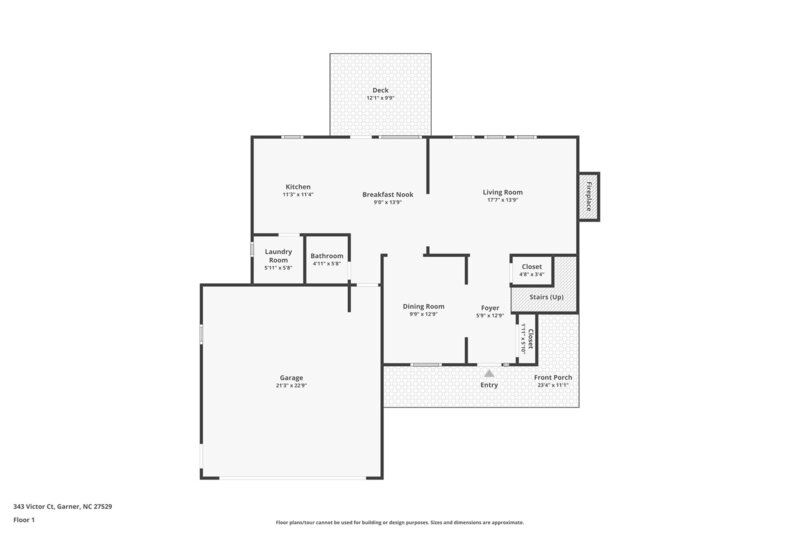 1,940/Mo, 343 Victor Court Garner, NC 27529 Floorplan View