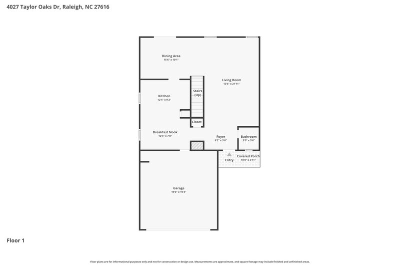 2,180/Mo, 4027 Taylor Oaks Drive Raleigh, NC 27616 Floorplan View