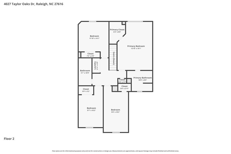 2,180/Mo, 4027 Taylor Oaks Drive Raleigh, NC 27616 Floorplan View 2