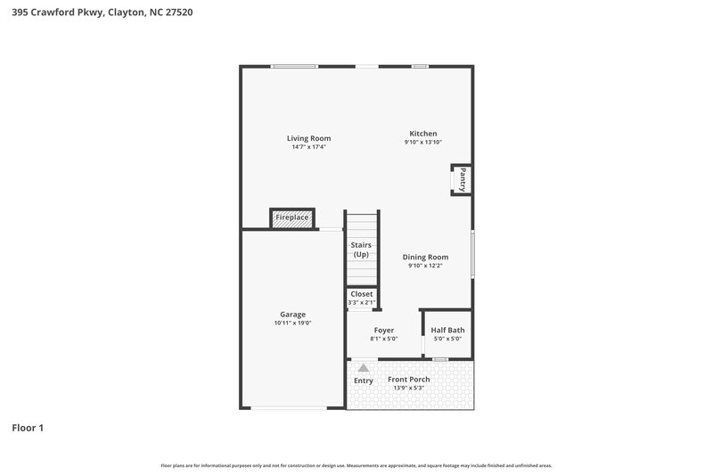 1,825/Mo, 395 Crawford Parkway Clayton, NC 27520 Floor Plan View