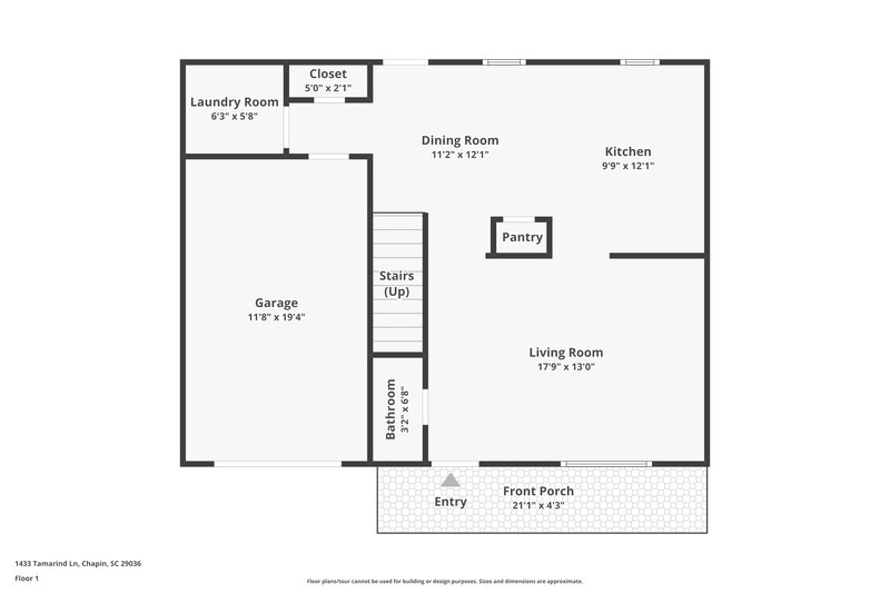 1,870/Mo, 1433 Tamarino Drive Raleigh, NC 27610 Floor Plan View